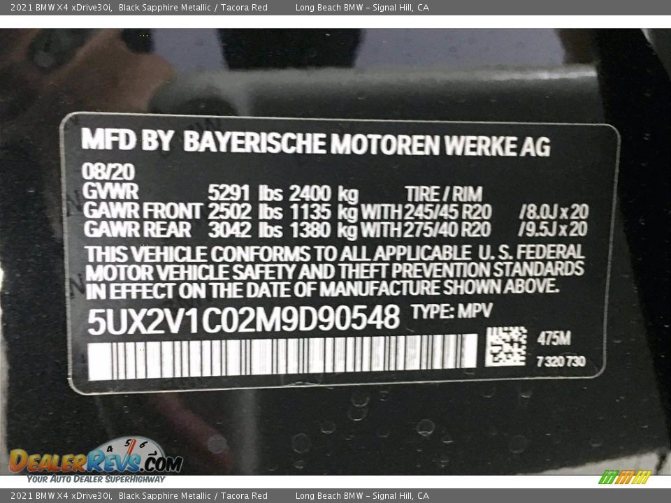 2021 BMW X4 xDrive30i Black Sapphire Metallic / Tacora Red Photo #18