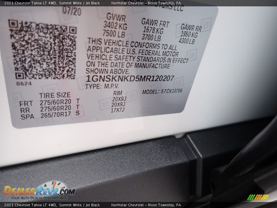 2021 Chevrolet Tahoe LT 4WD Summit White / Jet Black Photo #16