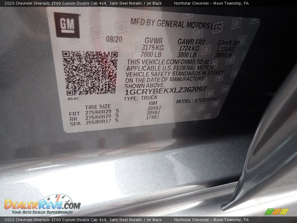 2020 Chevrolet Silverado 1500 Custom Double Cab 4x4 Satin Steel Metallic / Jet Black Photo #15