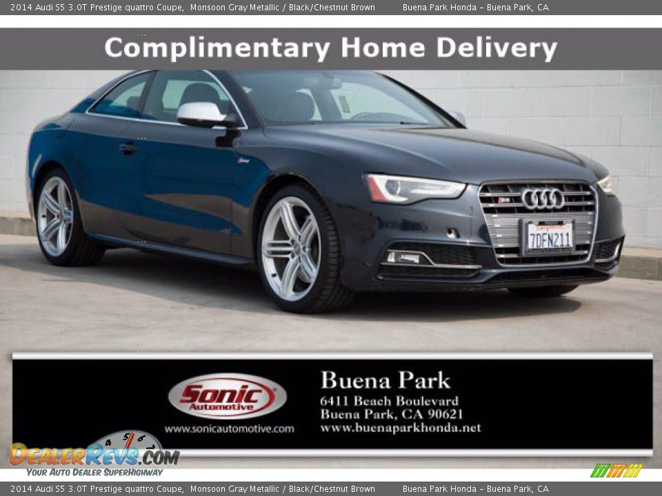 2014 Audi S5 3.0T Prestige quattro Coupe Monsoon Gray Metallic / Black/Chestnut Brown Photo #1