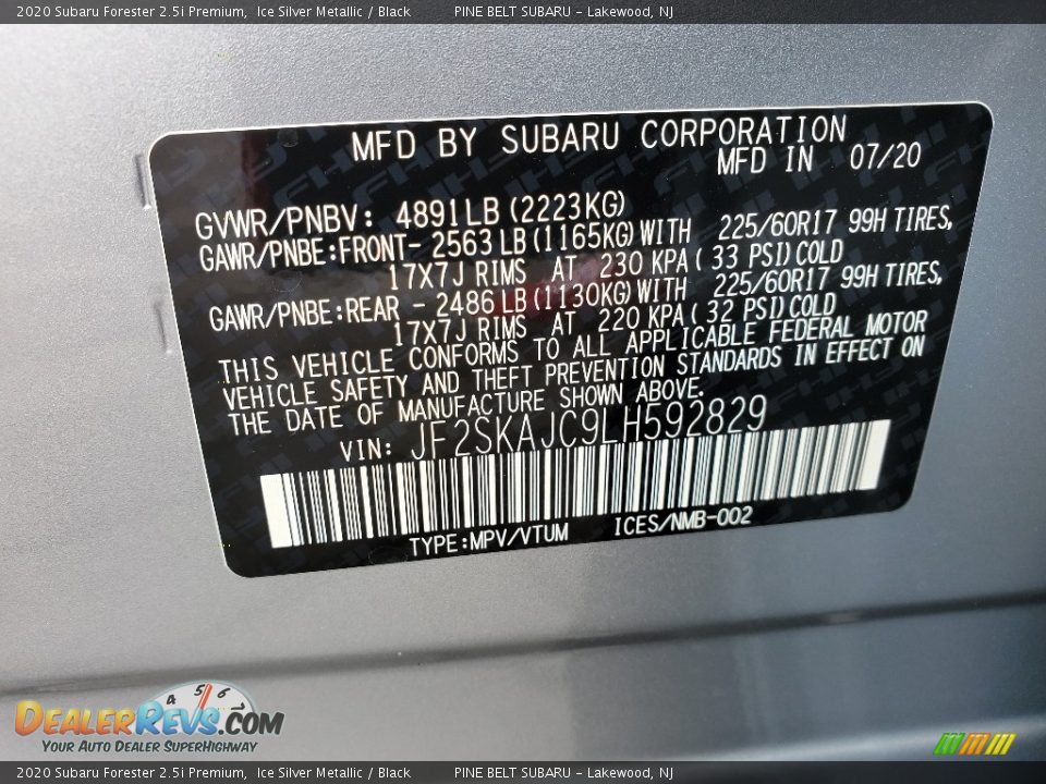 2020 Subaru Forester 2.5i Premium Ice Silver Metallic / Black Photo #13