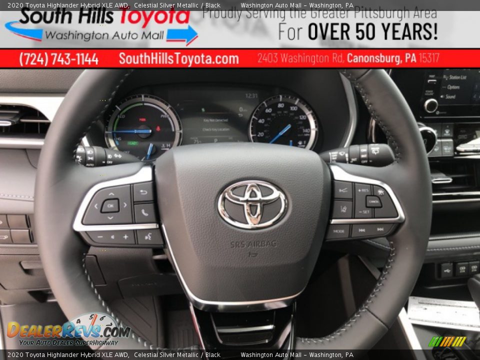 2020 Toyota Highlander Hybrid XLE AWD Celestial Silver Metallic / Black Photo #22