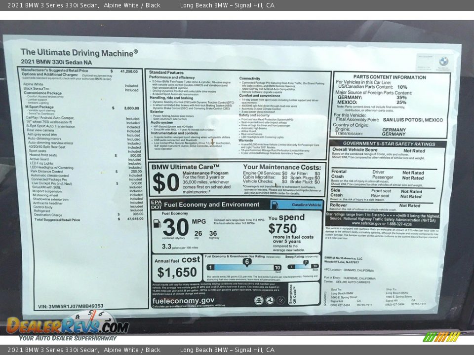 2021 BMW 3 Series 330i Sedan Alpine White / Black Photo #17