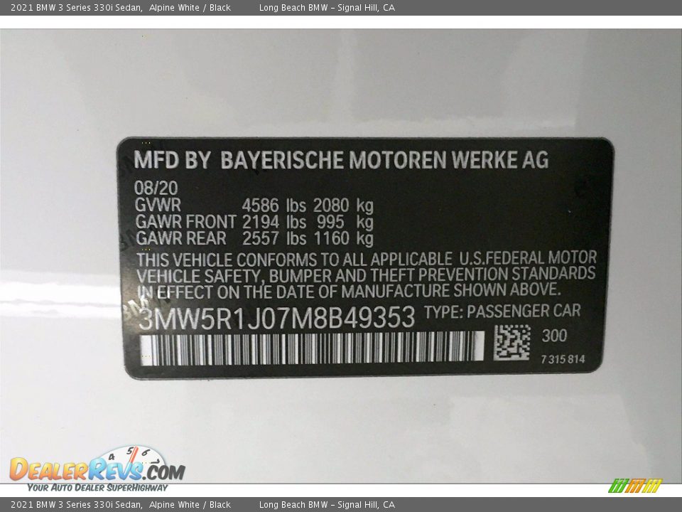 2021 BMW 3 Series 330i Sedan Alpine White / Black Photo #18