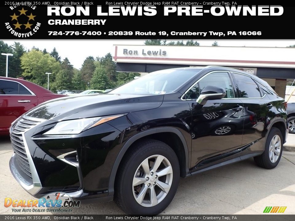 2016 Lexus RX 350 AWD Obsidian Black / Black Photo #1