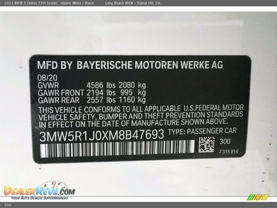 BMW Color Code 300 Alpine White