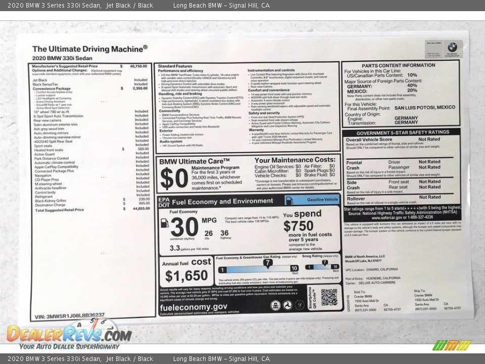 2020 BMW 3 Series 330i Sedan Jet Black / Black Photo #17