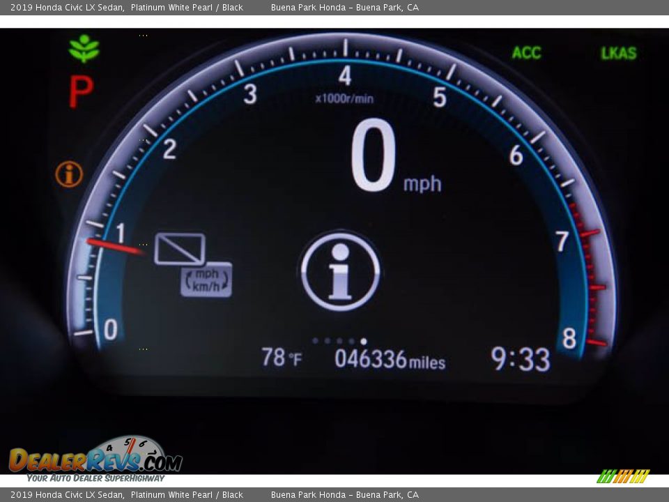 2019 Honda Civic LX Sedan Platinum White Pearl / Black Photo #6