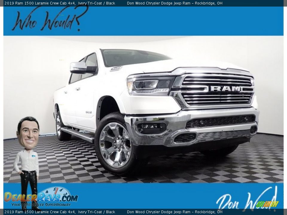 2019 Ram 1500 Laramie Crew Cab 4x4 Ivory Tri–Coat / Black Photo #1