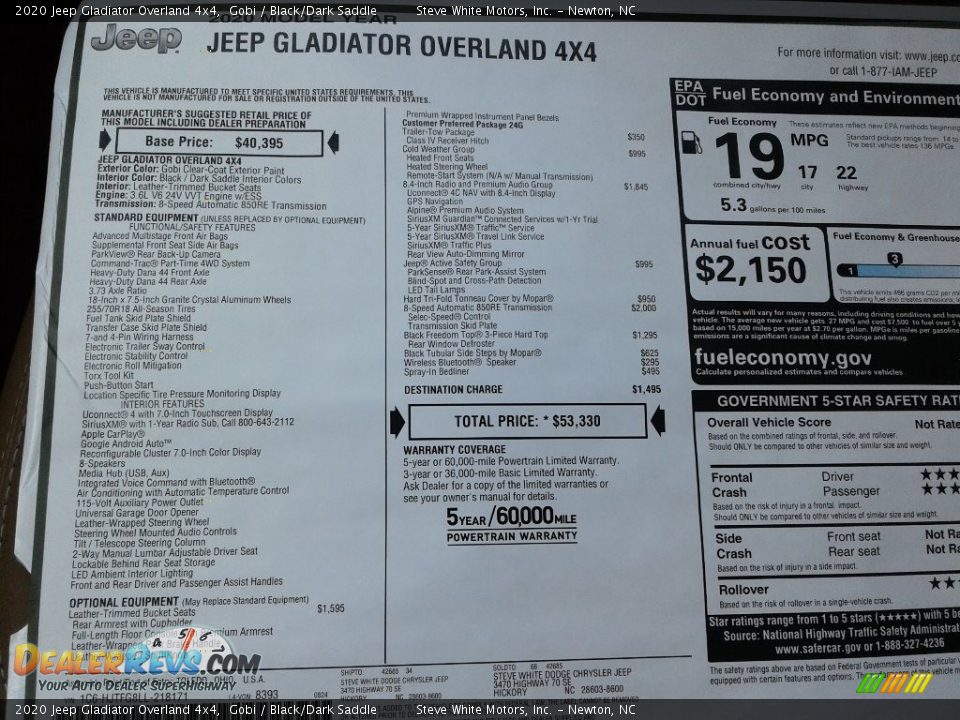 2020 Jeep Gladiator Overland 4x4 Gobi / Black/Dark Saddle Photo #31