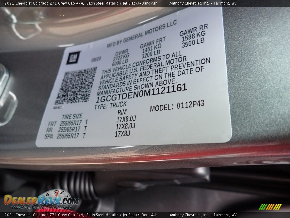2021 Chevrolet Colorado Z71 Crew Cab 4x4 Satin Steel Metallic / Jet Black/­Dark Ash Photo #15