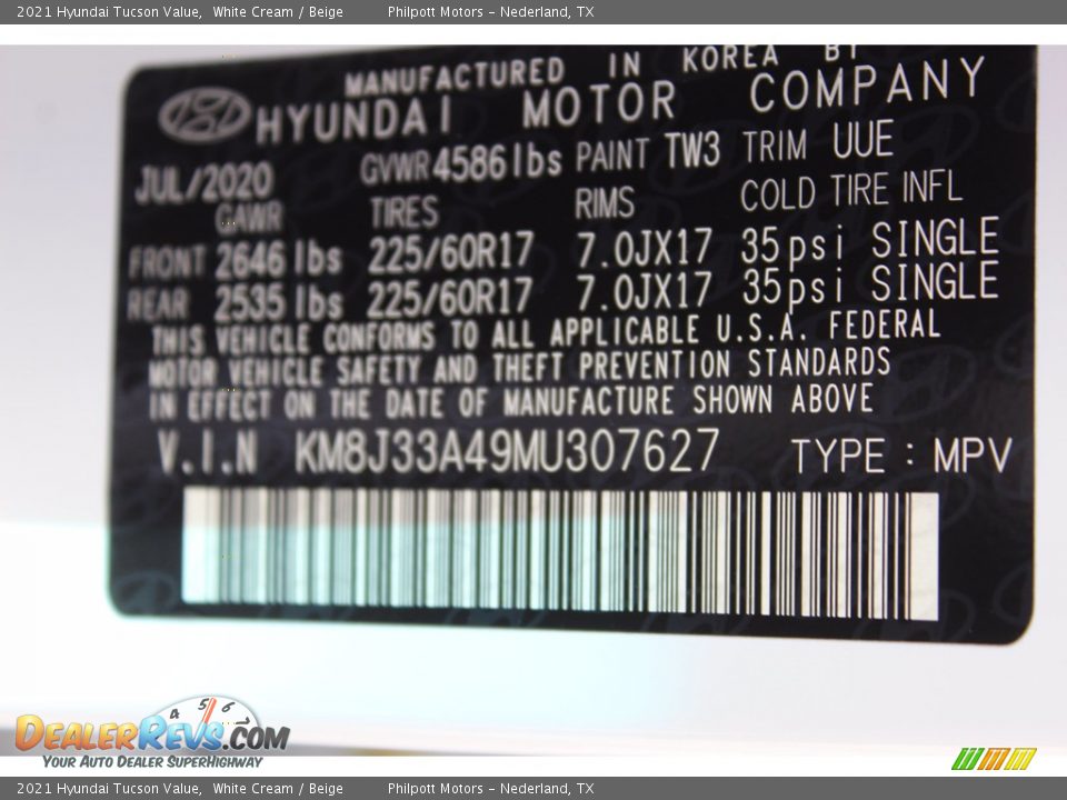 2021 Hyundai Tucson Value White Cream / Beige Photo #25