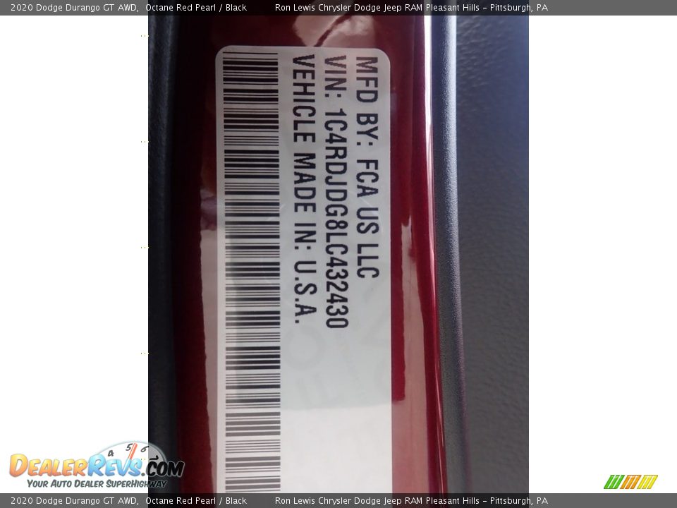 2020 Dodge Durango GT AWD Octane Red Pearl / Black Photo #11