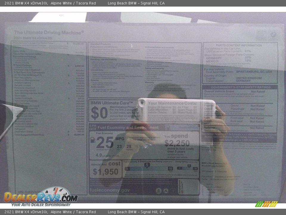 2021 BMW X4 xDrive30i Alpine White / Tacora Red Photo #17