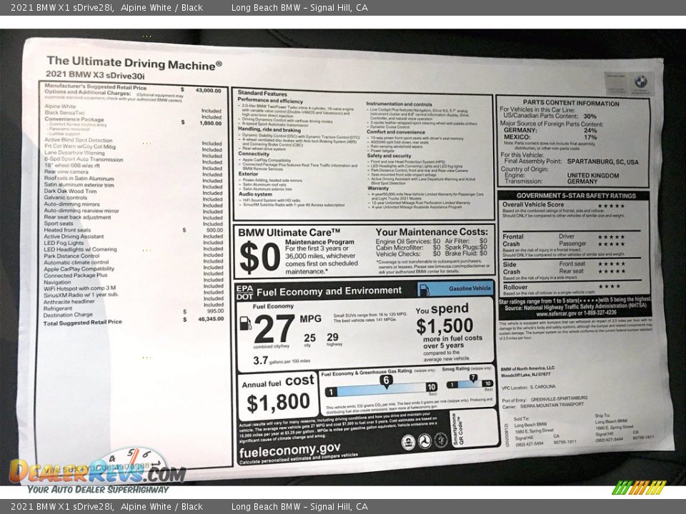 2021 BMW X1 sDrive28i Alpine White / Black Photo #17