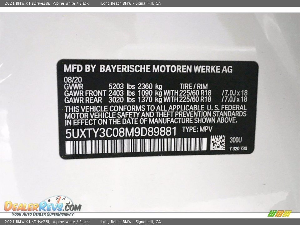 2021 BMW X1 sDrive28i Alpine White / Black Photo #18