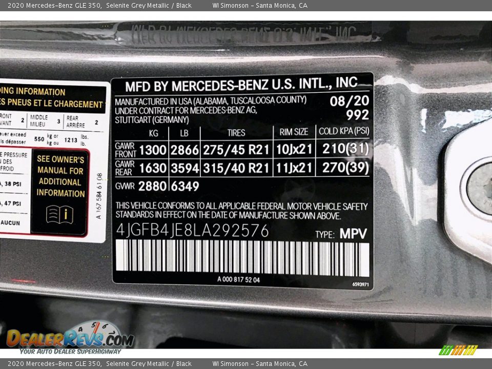 2020 Mercedes-Benz GLE 350 Selenite Grey Metallic / Black Photo #11