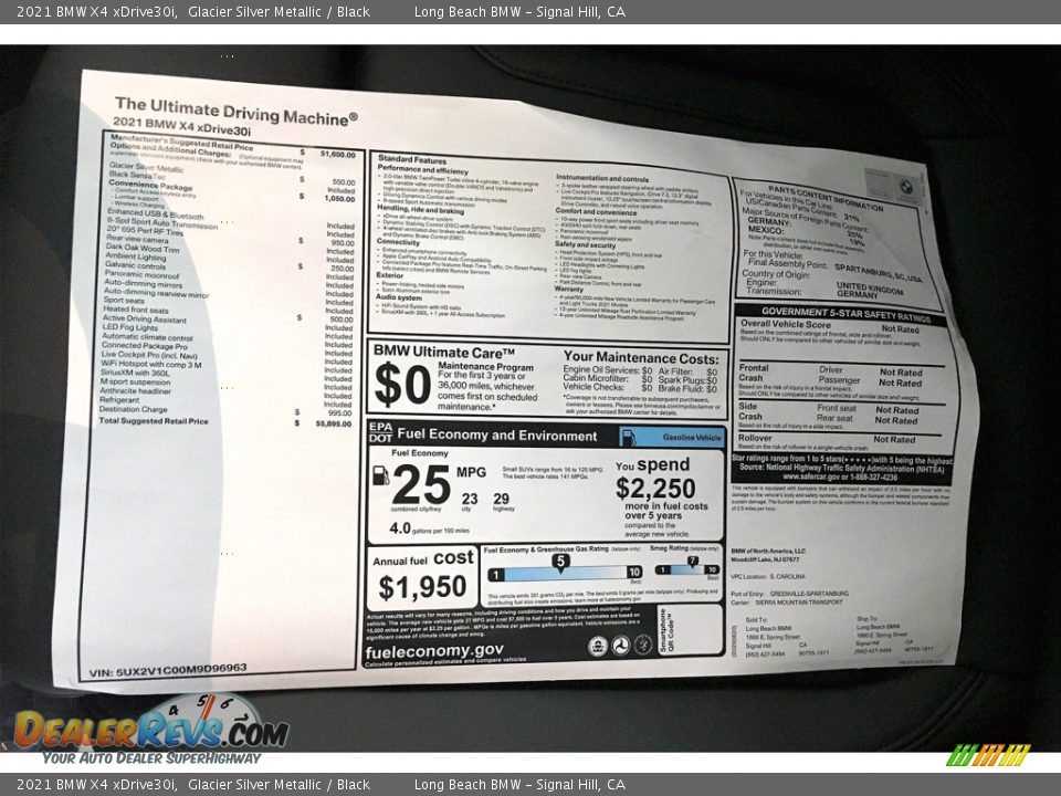 2021 BMW X4 xDrive30i Window Sticker Photo #17