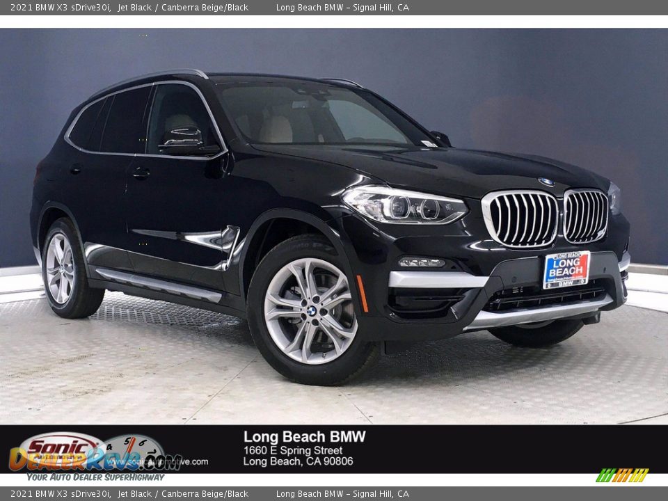 2021 BMW X3 sDrive30i Jet Black / Canberra Beige/Black Photo #1