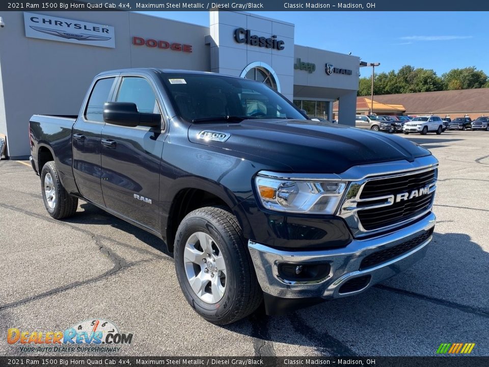 2021 Ram 1500 Big Horn Quad Cab 4x4 Maximum Steel Metallic / Diesel Gray/Black Photo #3