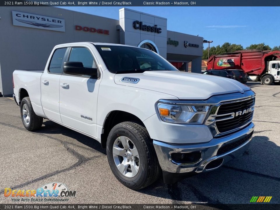 2021 Ram 1500 Big Horn Quad Cab 4x4 Bright White / Diesel Gray/Black Photo #1