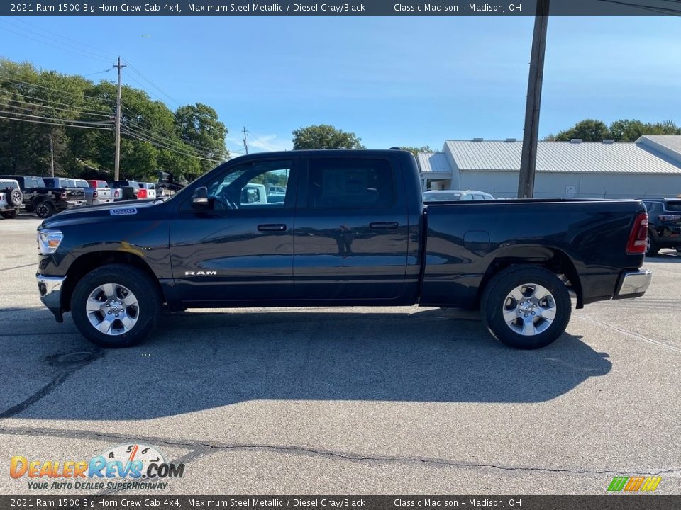 2021 Ram 1500 Big Horn Crew Cab 4x4 Maximum Steel Metallic / Diesel Gray/Black Photo #3