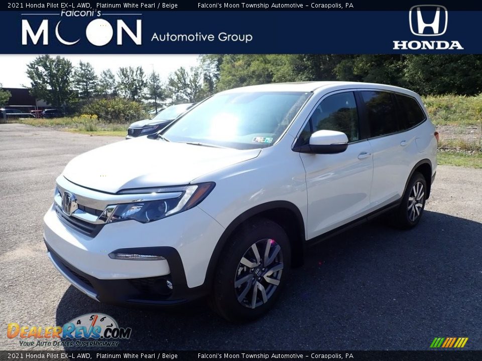 2021 Honda Pilot EX-L AWD Platinum White Pearl / Beige Photo #1