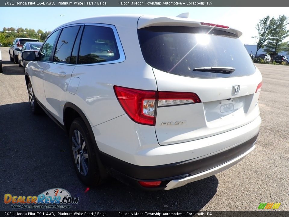 2021 Honda Pilot EX-L AWD Platinum White Pearl / Beige Photo #3