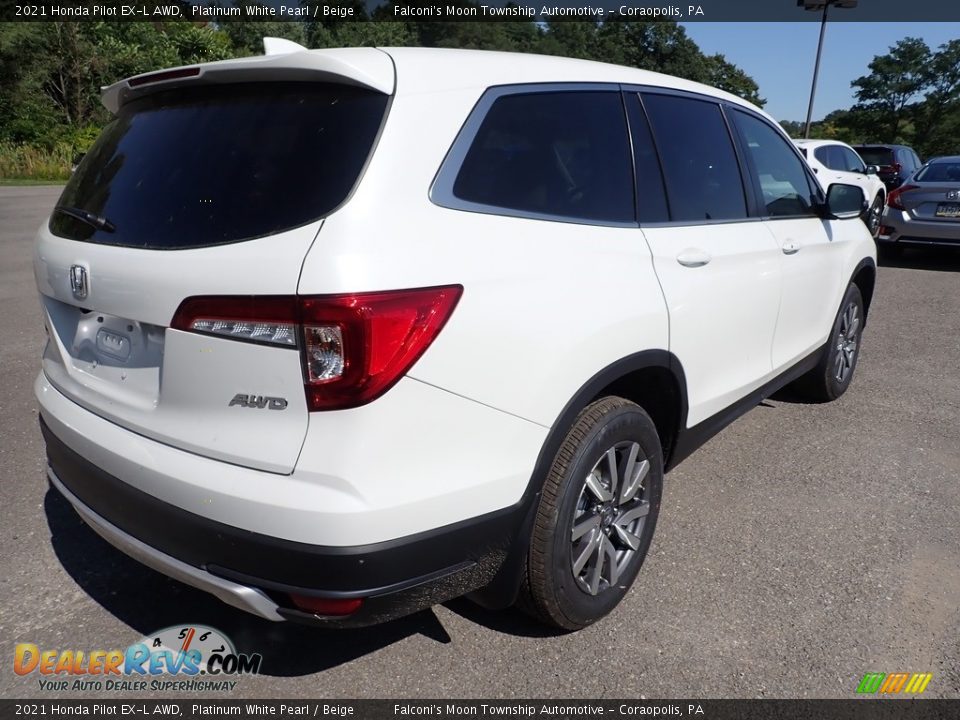 2021 Honda Pilot EX-L AWD Platinum White Pearl / Beige Photo #5