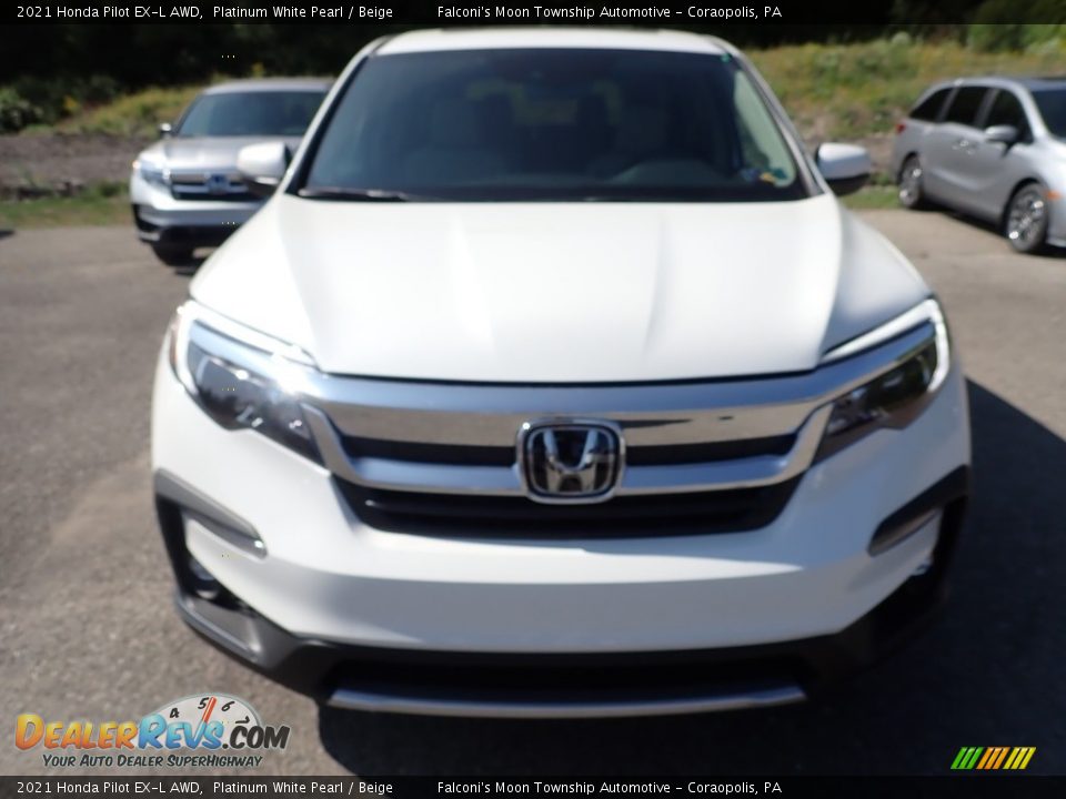 2021 Honda Pilot EX-L AWD Platinum White Pearl / Beige Photo #7