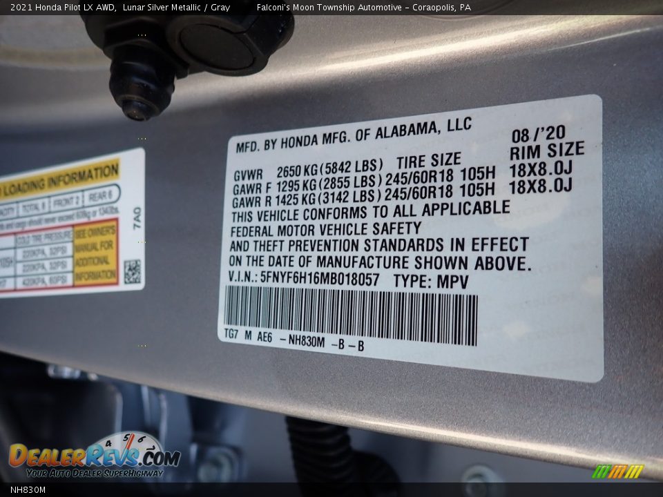 Honda Color Code NH830M Lunar Silver Metallic