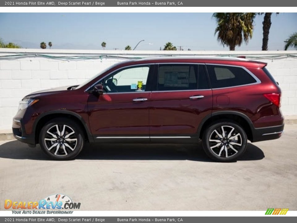 2021 Honda Pilot Elite AWD Deep Scarlet Pearl / Beige Photo #4