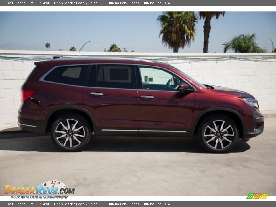 2021 Honda Pilot Elite AWD Deep Scarlet Pearl / Beige Photo #8