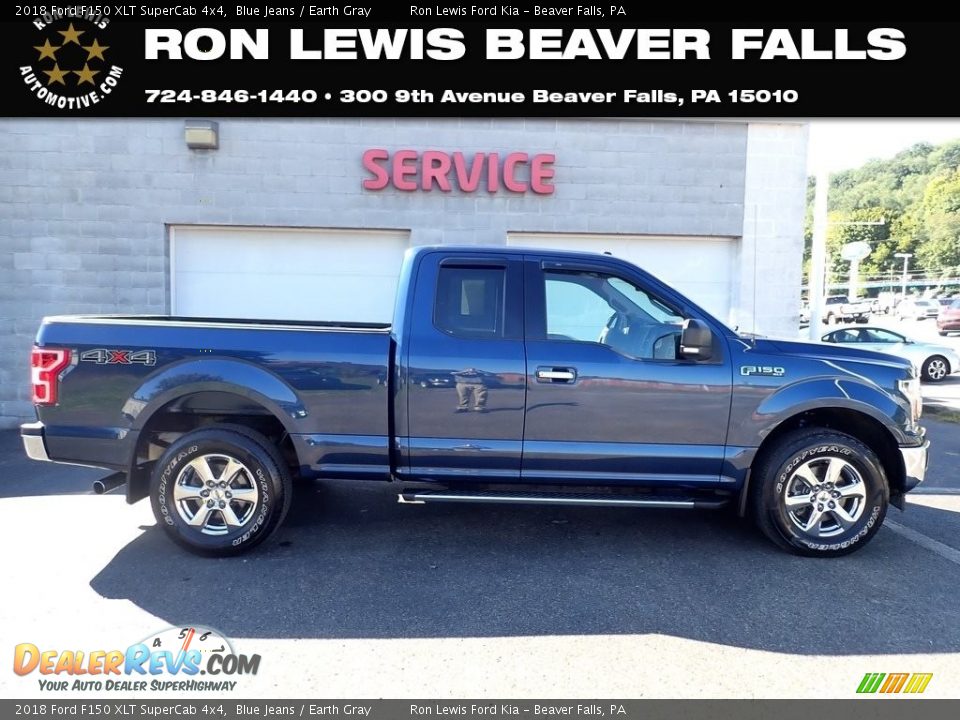 2018 Ford F150 XLT SuperCab 4x4 Blue Jeans / Earth Gray Photo #1