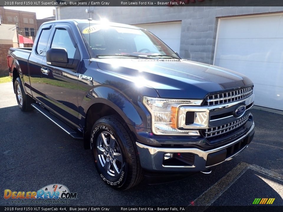 2018 Ford F150 XLT SuperCab 4x4 Blue Jeans / Earth Gray Photo #3