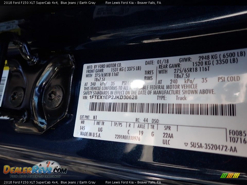 2018 Ford F150 XLT SuperCab 4x4 Blue Jeans / Earth Gray Photo #8