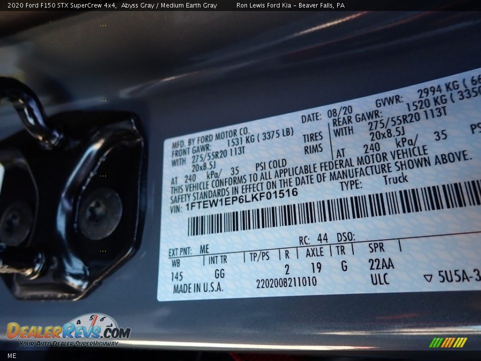 Ford Color Code ME Abyss Gray