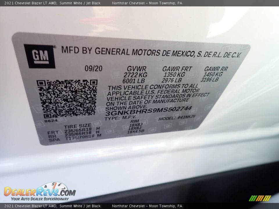 2021 Chevrolet Blazer LT AWD Summit White / Jet Black Photo #15