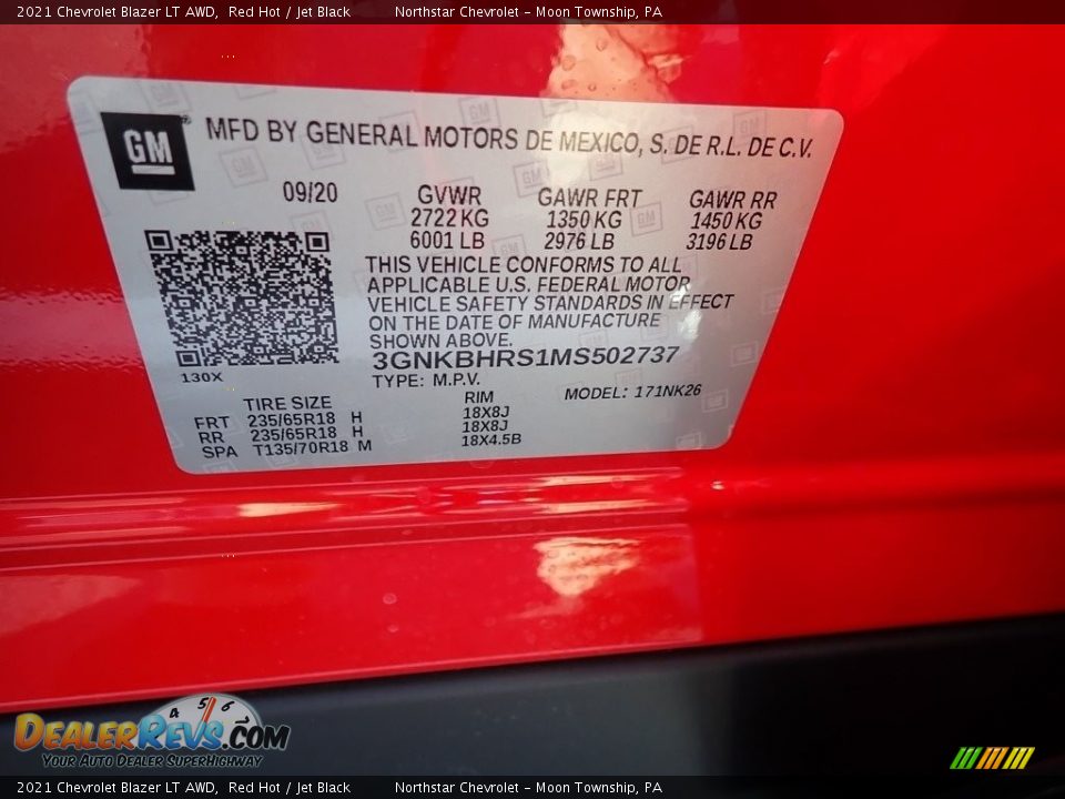 2021 Chevrolet Blazer LT AWD Red Hot / Jet Black Photo #15
