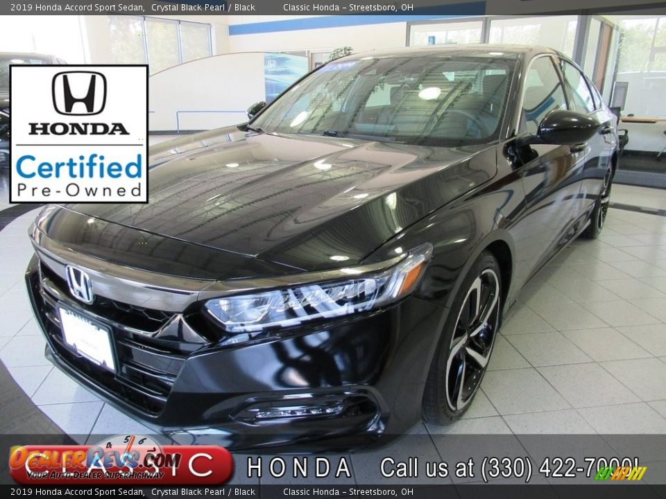 2019 Honda Accord Sport Sedan Crystal Black Pearl / Black Photo #1