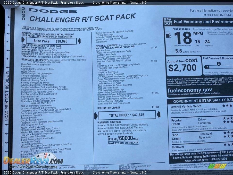 2020 Dodge Challenger R/T Scat Pack Frostbite / Black Photo #27