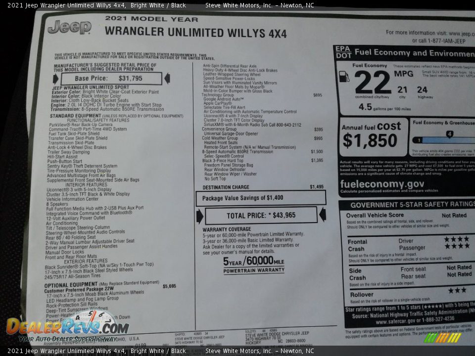 2021 Jeep Wrangler Unlimited Willys 4x4 Bright White / Black Photo #26