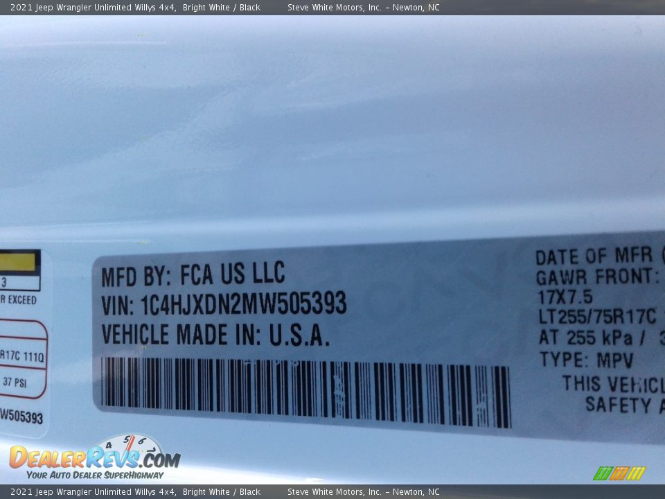 2021 Jeep Wrangler Unlimited Willys 4x4 Bright White / Black Photo #28
