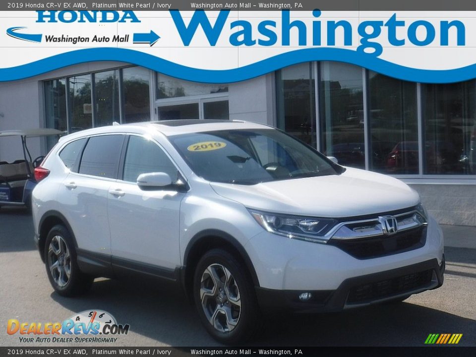 2019 Honda CR-V EX AWD Platinum White Pearl / Ivory Photo #1