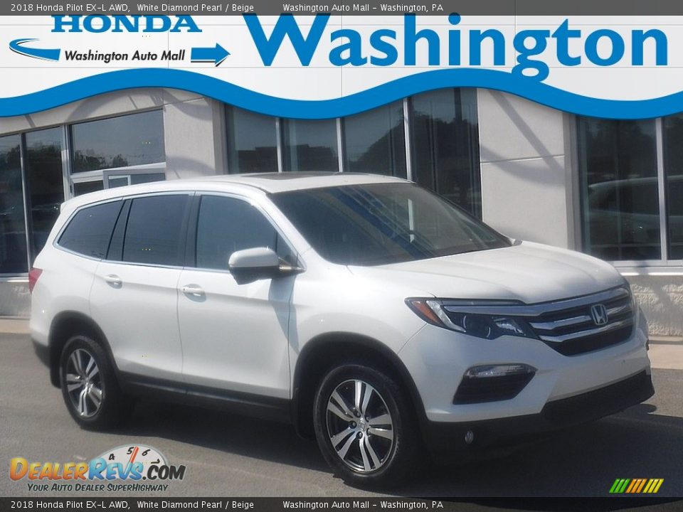 2018 Honda Pilot EX-L AWD White Diamond Pearl / Beige Photo #1