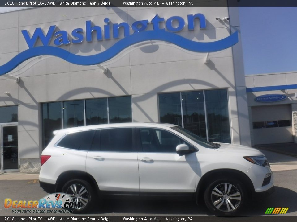 2018 Honda Pilot EX-L AWD White Diamond Pearl / Beige Photo #2