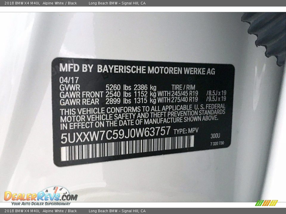 2018 BMW X4 M40i Alpine White / Black Photo #36