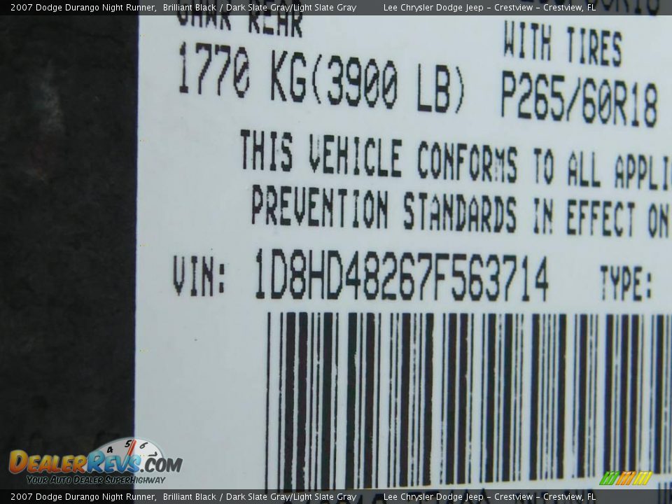 2007 Dodge Durango Night Runner Brilliant Black / Dark Slate Gray/Light Slate Gray Photo #33