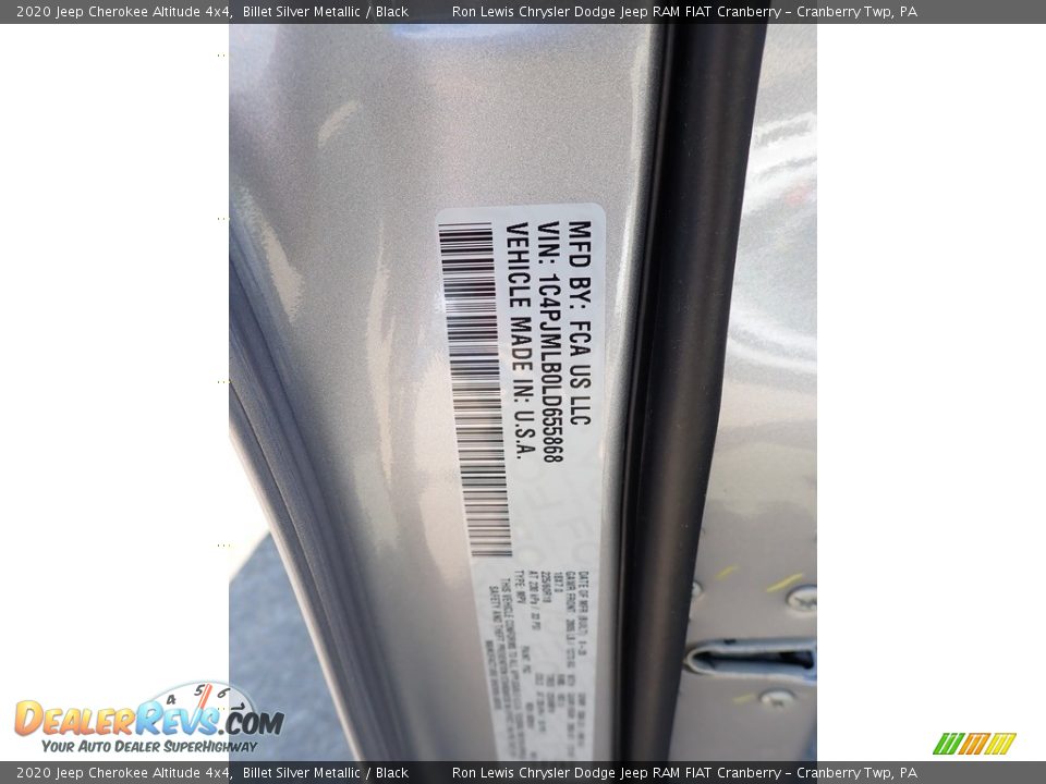 2020 Jeep Cherokee Altitude 4x4 Billet Silver Metallic / Black Photo #10