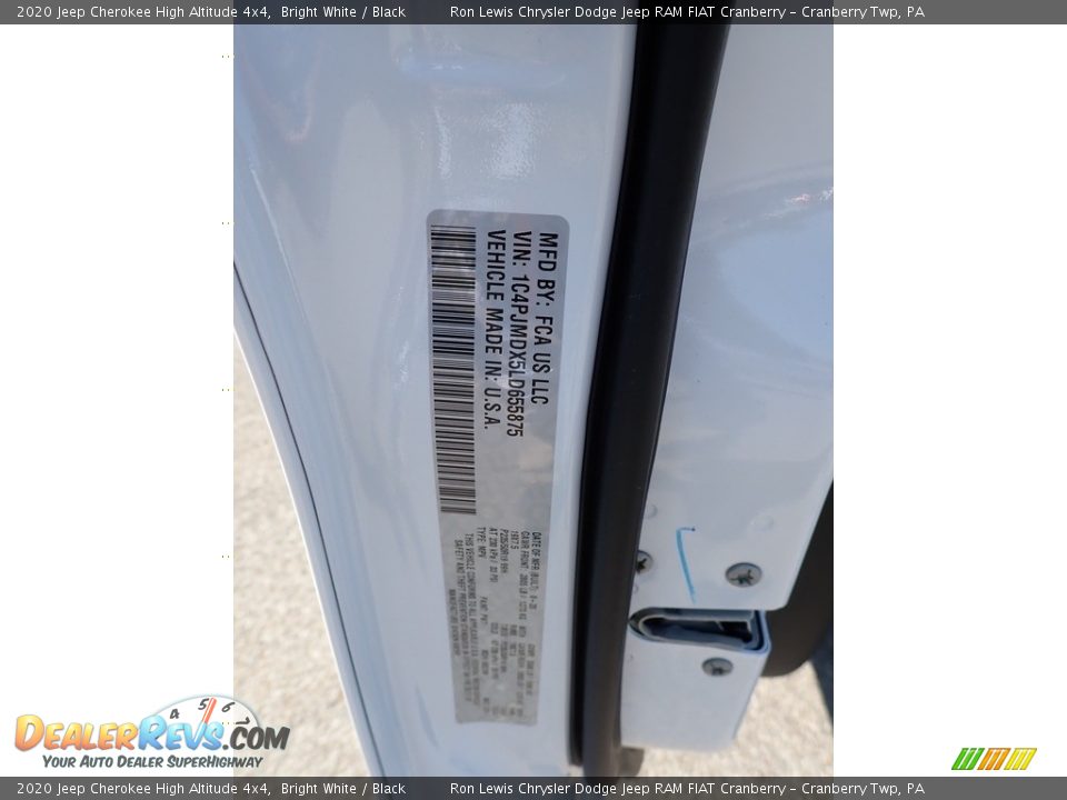 2020 Jeep Cherokee High Altitude 4x4 Bright White / Black Photo #11